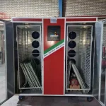 نمای داخل و سیستم گردش هوای دستگاه میوه خشک کن 500 کیلویی مدل ED200